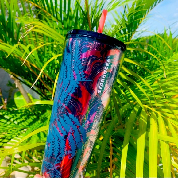 Starbucks Ocean Woodland Fern Tumbler Cold Cup 24oz New Fall 2022 Rose Gold Foil - Picture 1 of 16
